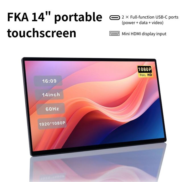 Customized Portable Monitor Touched 14 Inch Laptop Screen Type C Interface Extended Screen Monitor