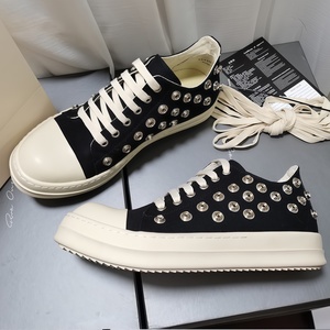 Baskets basses en toile de luxe pour hommes et femmes, style décontracté, à semelle épaisse, ajourées, avec rivets et lacets, collection été Guangzhou - Product Image 3