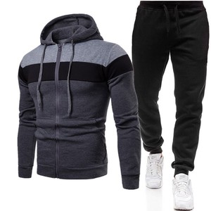 Primavera y otoño nueva combinación de tres colores con cremallera suéter <span class=keywords><strong>traje</strong></span> de deportes y ocio para hombres de talla grande suéter Suelto - Product Image 2