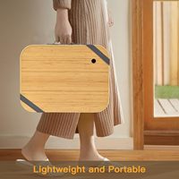 JQ Bambou Support pour ordinateur portable Table de lit Bureau portable avec coussin d'oreiller et espace de rangement