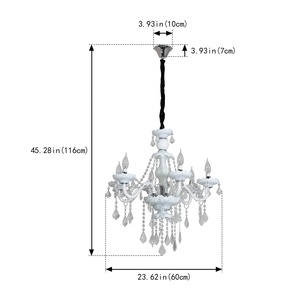 Lustre classique blanc E14 à 6 têtes, style bougie, pour église, mariage, décoration, éclairage suspendu pour église et maison - Product Image 6
