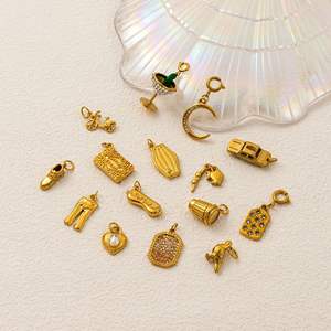 Pendentif Charm <span class=keywords><strong>Vintage</strong></span> en Acier Inoxydable, Motifs Lune, Pantalon, Coupe à Cocktail, Oiseau, Soutien-gorge, Mignon, pour la Fabrication de Bijoux DIY - Product Image 1