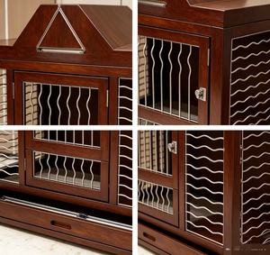Gabbia per Cani con Piatto in Legno e Telaio in Metallo, Box per Cani per Uso Domestico, Vendita all'Ingrosso - Product Image 2