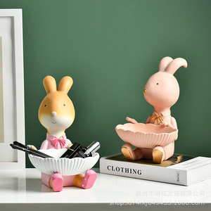 Qi Hang Rabbit <b>Storage</b> <b>Box</b> Round PP Standing Type Decorative Home Ornament For Living Room Snack Or Craft <b>Storage</b> - Product Image 1