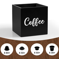 Porte-capsules de café noir carrés en bois, panier de rangement pour accessoires de bar à café, comptoir de cuisine