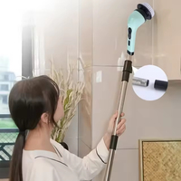 Brosse de Nettoyage Électrique Sans Fil Puissante avec Têtes Remplaçables (3/6/9) et Manche Long Réglable, Nettoyeur Rotatif Électrique
