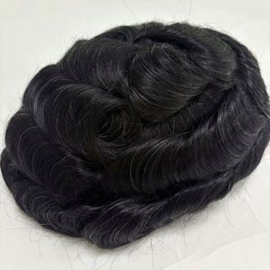 Base <span class=keywords><strong>de</strong></span> encaje suizo completo, piel <span class=keywords><strong>de</strong></span> PU transparente, <span class=keywords><strong>color</strong></span> negro natural plateado, cabello humano virgen, reemplazo <span class=keywords><strong>de</strong></span> tupé <span class=keywords><strong>de</strong></span> cobertura completa. - Product Image 2