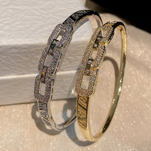 Fashion Cuff <b>Bracelet</b> Gold Silver Rhinestone Hollow Open Design For Women Anniversary Jewelry 20g <b>Copper</b> Plated - Product Image 2