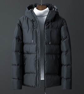 DFWJ02 Chaqueta de Invierno Acolchada para Hombre, Unisex, Azul Gris Borgoña, con Cierre y Capucha - Product Image 6