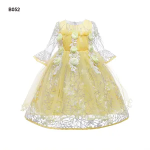 Janchambre — robe à fleur pour fille, vêtement blanc, long, avec nœud, pour le bal des enfants, B052