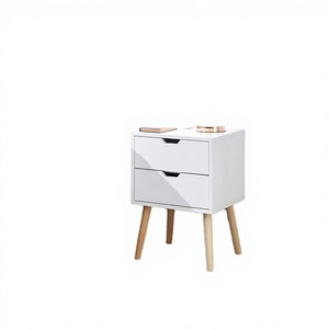 Wooden Panel Nightstand with 2 <b>Drawers</b> Modern <b>Floating</b> Design for Hotel Bedroom Furniture - Product Image 2