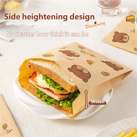 Sac en papier kraft alimentaire résistant à la graisse, jetable, pour petit-déjeuner à emporter, sandwich, burger, pain et boîte alimentaire