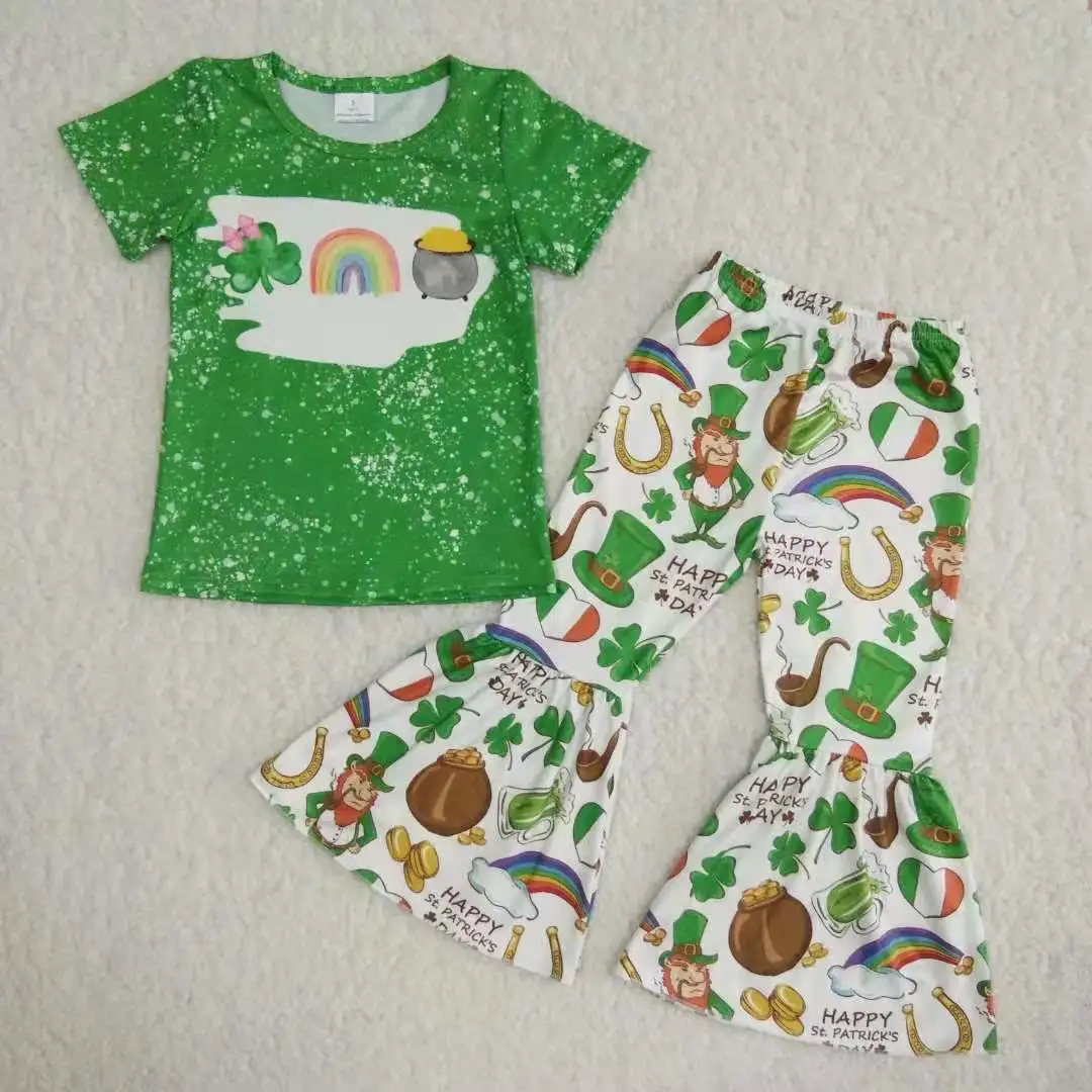 Vêtements décontractés pour bébé filles 2 pièces, tenues boutique de la St patrouille, pantalon de fond, cloche, couleur verte