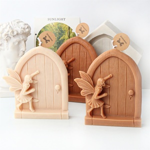Porte rétro avec moule à bougie en silicone fée miniature frapper à la porte fleur fée gâteau décoration outils moule à chocolat - Product Image 4