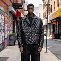 Veste en cuir PU à manches longues et col rabattu, grande taille, avec logo graphique personnalisé OEM/ODM, nouveau matériau, pour hommes