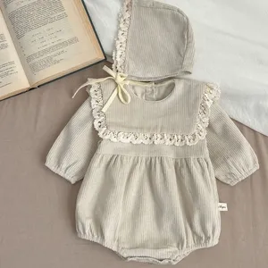 2024 Lente Design Baby Baby Meisjes Romper Met Hoed Peuter Kids Corduroy Jumpsuit Kleding Groothandel 880