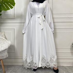 1947# Smooth Nida Loose Sleeve Pretty Lace Bottom Elegant Cardigan New Arrival Design New Muslim Islamic <b>Abaya</b> - Product Image 5