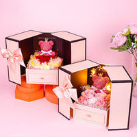 Dubbele deur roze lint teddybeer roos sieradendoos Valentijnsdag geconserveerde bloemen cadeau voor romantische momenten