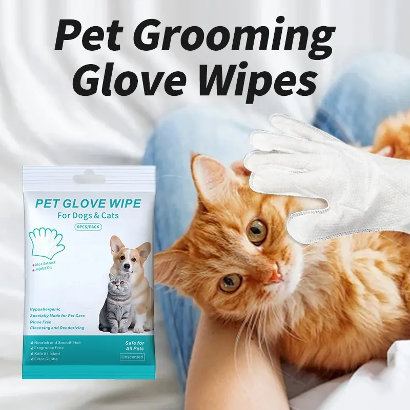 Pet tek kullanımlık eldiven kedi köpek kuru temizleme kuru temizlik eldiveni tek kullanımlık mendil silme ass banyo İngilizce nötr-düzenli tarzı