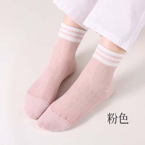 Vớ lụa thủy tinh trong suốt phong cách Nhật Bản vớ nữ kẻ sọc pha lê vớ nữ Vớ Nữ - Product Image 4