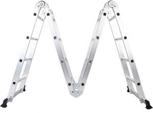 Scala a gradino pieghevole in alluminio 7 in 1 moderna scaletta di estensione telescopica regolabile Multi-posizione EN131 Certified Home Warehouse - Product Image 6