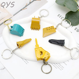QYS <b>Custom</b> Logo 3D Zinc Alloy Excavator Bucket Carabiner Keychain UV Printed Metal <b>Key</b> <b>Ring</b> Promotional Gift - Product Image 6