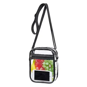 2024 Waterproof New Arrival Square Colorful Pvc Plastic Crossbody Purse Clear Stadium Bags For Women