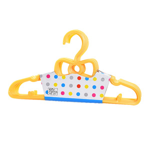 Perchas de plástico para ropa de niños, tipo gancho rectangular rosa y amarillo, organizador de ropa para el hogar, 10 Uds. - Product Image 5