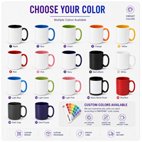 Taza de Cerámica de 15oz para Sublimación, Taza de Café Blanca con Asa y Interior de Color Personalizables, Venta al Por Mayor, Regalo Promocional, Proveedor OEM ODM
