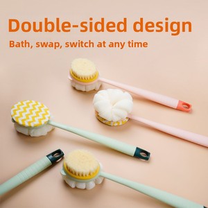Zenidoo 1Pcs Modern Pink <b>Sponge</b> Long Soft Hair Bath <b>Shower</b> Brush Doubleside Rub Back Scrubber Exfoliating Tool for Adult Body - Product Image 3