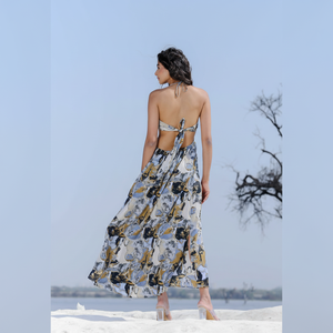Robes longues décontractées d'été à motifs unis et léopard en viscose tissée, taille naturelle, lavables, pour le quotidien - Product Image 1