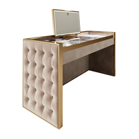 Coiffeuse de luxe moderne pour chambre à coucher, avec miroir LED, tiroirs et armoire en acier inoxydable