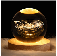 Lampes décoratives intelligentes personnalisées, boule de cristal en verre 3D, dragon, fleur, sphères lumineuses, support, lampe lunaire LED, souvenir pour lit