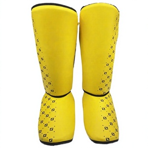 Protège-tibias jaunes pour le kickboxing, protection des chevilles pour l'entraînement de Muay Thai et de MMA - Product Image 3