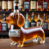 Vente en gros de mini-bouteilles de vin en verre transparent de 300 ml, style chat, pour liqueur, whisky, vin rouge, décanteur en forme de chien ou de canard