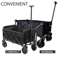 Chariot pliable multifonctionnel à quatre roues, chariot de plage robuste, chariot de camping, chariot de courses avec rangement OEM