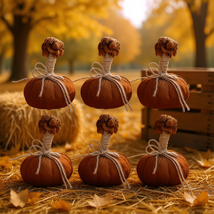 Juego de 6 adornos de calabaza de felpa de 4x5.5 pulgadas para decoraciones navideñas de otoño y Acción de Gracias - Product Image 2