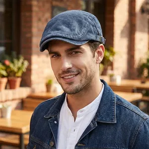 Nouvelle Casquette Béret en Jean Rétro Décontractée de Haute Qualité et Durable, en Coton, Style <span class=keywords><strong>Boulanger</strong></span>, à Visière Ajustable, pour Adulte - Product Image 2