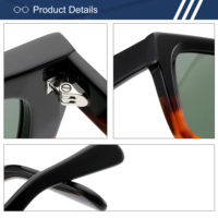 Lunettes de soleil carrées en acétate épais OEM en gros, protection UV400 TAC, logo personnalisé, style rétro vintage, unisexe