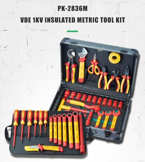 PK-2836M 41-Piece 1000V Insulated Metric Tool Kit for Installation and Maintenance of Transportation Rail Power Grid Facilities