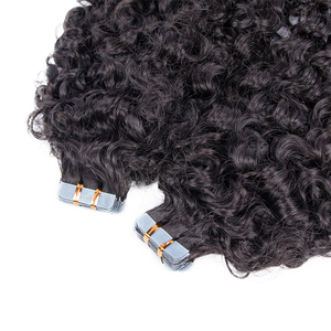 Extensiones de Cabello Virgen al por Mayor con Doble Trama Adhesiva, Cabello Remy Ruso, Estilo Rizado Profundo y Ondulado, Extensiones de Cabello Humano con Cinta Adhesiva de 12''-32'' Pulgadas - Product Image 1