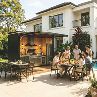 Ensemble de meubles de cuisine d'extérieur modulaires Vestael avec îlot barbecue pour cour, patio et jardin