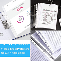 Fundas Protectoras de Hojas Sueltas A4 Personalizadas con 11 Orificios, Fundas de Plástico PP Perforadas, Carpetas Transparentes para Archivar