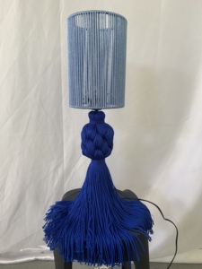 Lámpara <span class=keywords><strong>de</strong></span> Mesa Artesanal Decorativa Única con Borlas <span class=keywords><strong>de</strong></span> <span class=keywords><strong>Macramé</strong></span> Azul, Lámpara <span class=keywords><strong>de</strong></span> Acento Moderna Estilo Boho - Product Image 4
