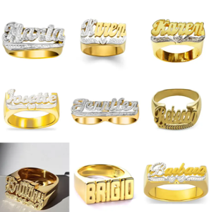 Anello Personalizzato Qiuhan con Nome 3D, Placcato Oro, Gioiello Hip-hop <span class=keywords><strong>Rock</strong></span> Esagerato <span class=keywords><strong>Punk</strong></span> per Uomo Unisex - Product Image 3