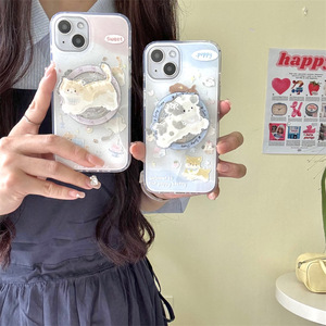 Ink Splash Dog Cat Magnetic <b>Stand</b> Double Layer Case For iPhone16ProMax 16 15 14 - Product Image 1