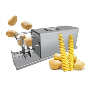 Cortador elétrico de batata de operação comercial, torre de batata, cortador sprial/máquina automática de batatas de torcida