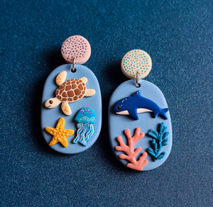 Día de San Valentín, joyería de resina ecológica, amor, Océano, Tortuga, Delfín, pendientes para regalos de negocios, recuerdos/manualidades, a granel global - Product Image 1