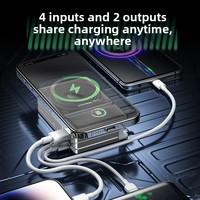 Batterie externe en plastique avec prise AC, support de charge ultra-rapide 30W, chargeur portable à aspiration magnétique, 3 ports Type-C, norme américaine