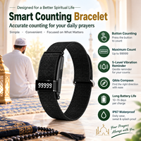 Bracelet intelligent Zikr pour musulmans, compteur numérique de tasbih étanche avec contrôle par application, alarme Azan, bracelet ITasbeeh Salam